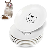 6 Pack Cat Food Bowl, Ceramic Cat Bowls - White-C
