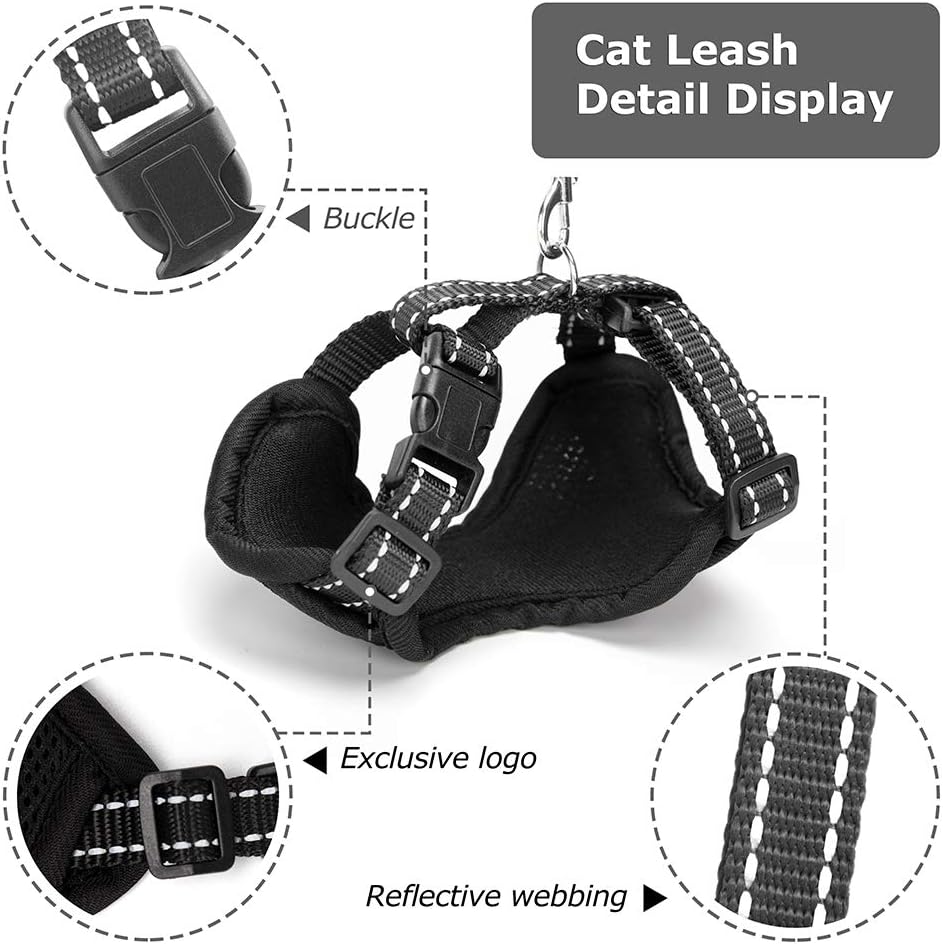 AWOOF Reflective Kitten Harness and Leash Escape Proof with Car Seat - image 2
