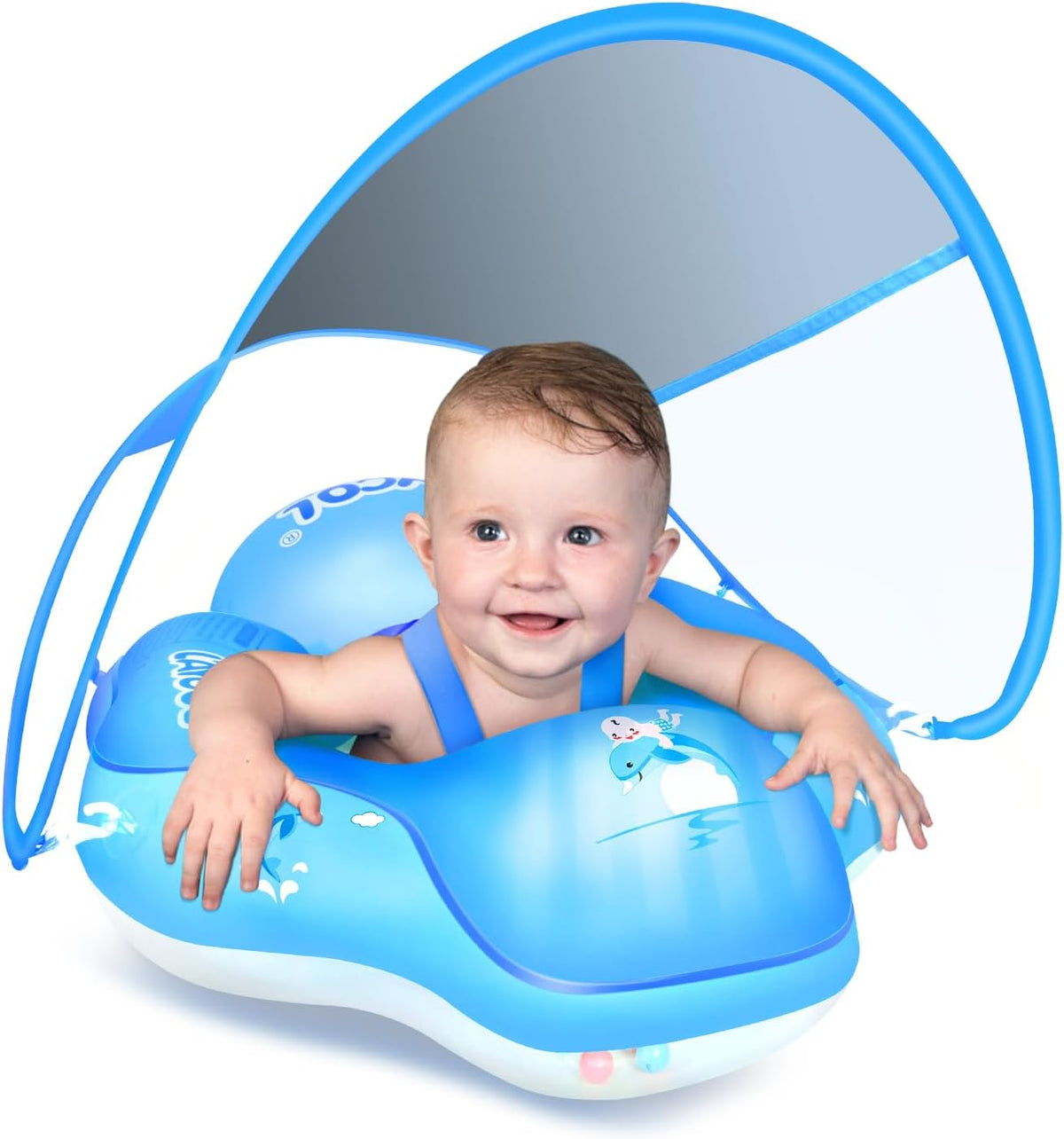 Baby Pool Float with Canopy UPF50+ - Small / deepblue