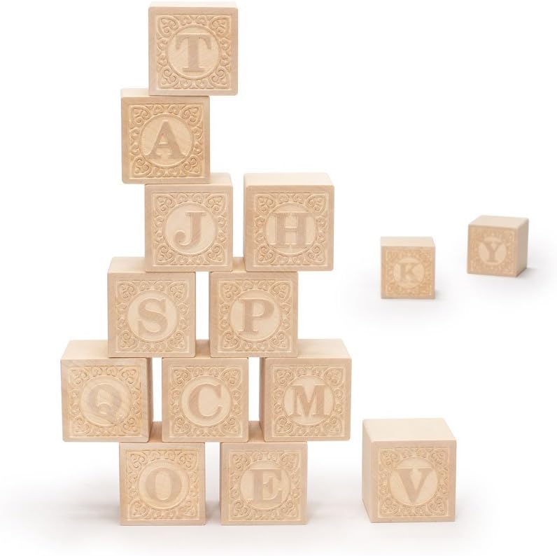 Uncle Goose Uppercase Alphablank Blocks, Made in The USA