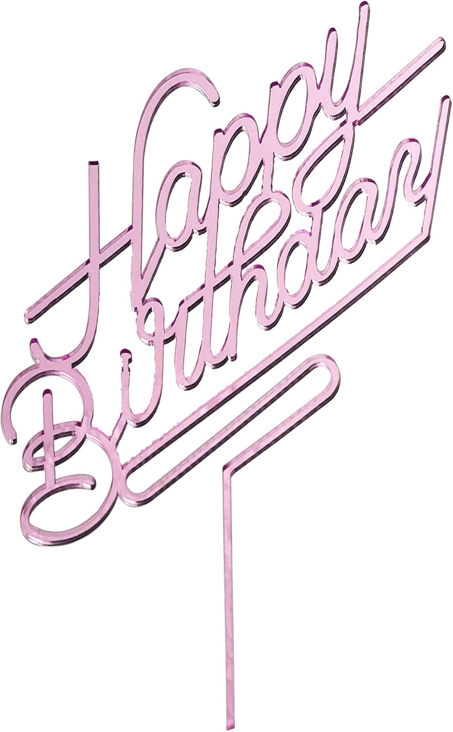 Black acrylic Happy Birthday cake topper on a frosted birthday cake - view 3