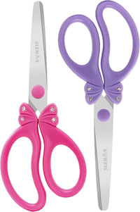 SLEMOON blunt tip kids scissors with pink glitter handle and rhinestone bow - view 2