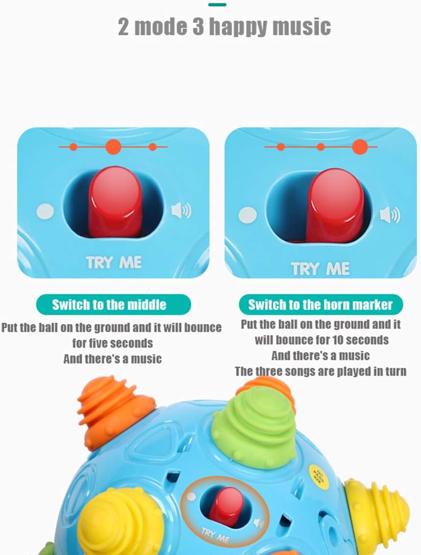 Toddler's Music Dancing Shake Ball, Move, Crawl, Bounce - Blue - image 3