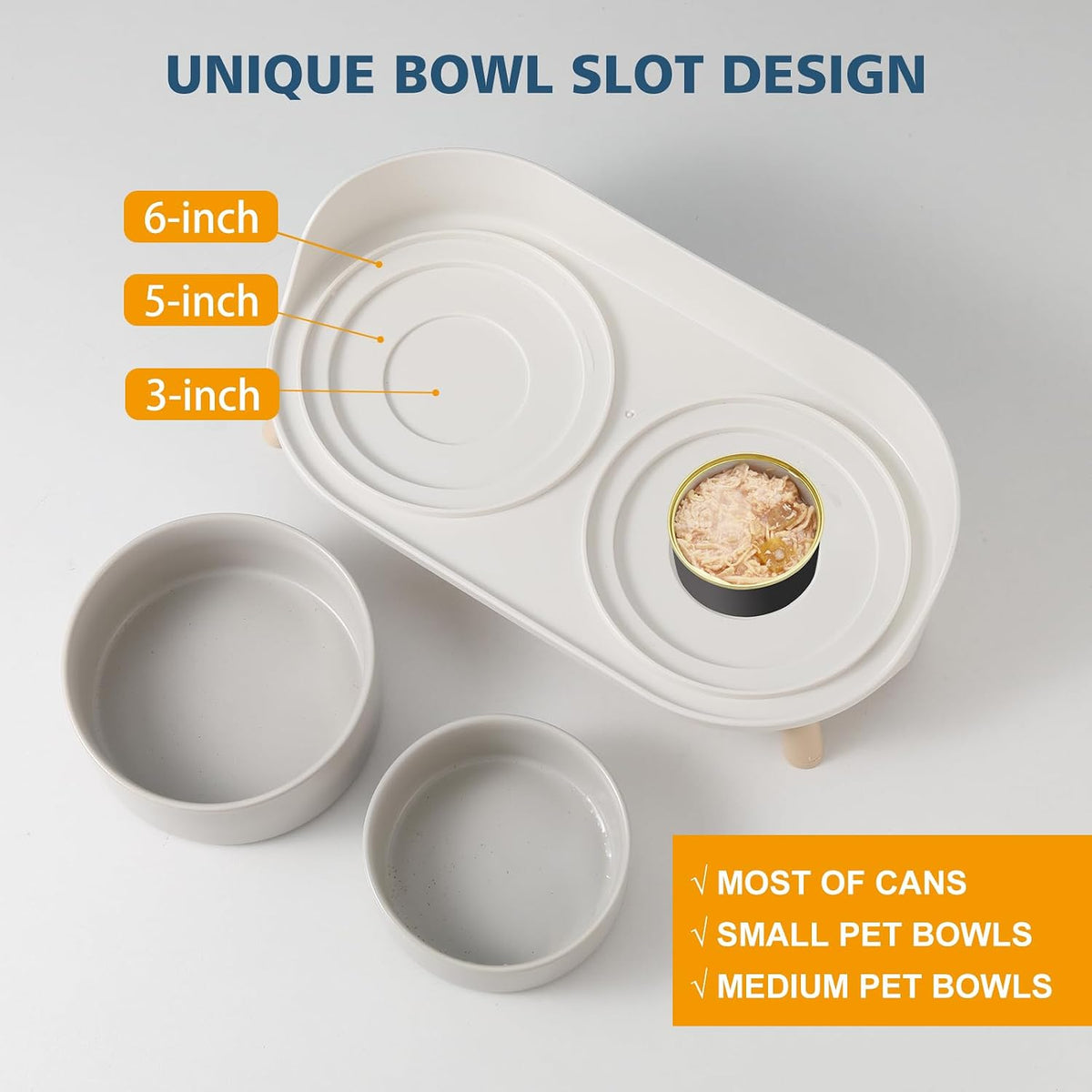Elevated Ceramic Dog Bowl Set - Grey / Medium - image 2