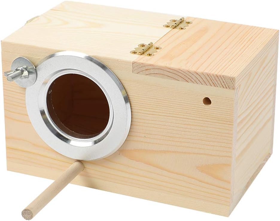Pine Wood Parakeet Nest Box Bird House Budgie Breeding Mating Box - S