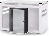 Lovupet Wooden Dog Crate Furniture, Villa Style Dog Kennel for Medium Breed with Glass Door and Acrylic Panels, GC34 (White)