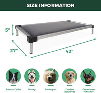 FXW TitanNest Chew-Proof Elevated Dog Bed, Raised Cot for Indoor/Outdoor/Camping Use, Durable & Washable Padded Pet Bed for Medium Dogs, 42.0" L x 27.0" W x 5.0" H, Gray