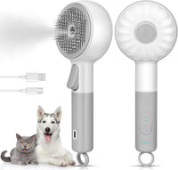 Cat Steam Brush 3 in 1 Pet Hair Grooming Brush with Steam and Release - White