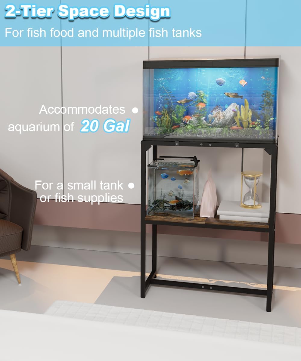 Mondazie 20-30 Gallon Fish Tank Stand, 30" L x 12" W x 32.2" H - Standard 20 Gal Black - image 4