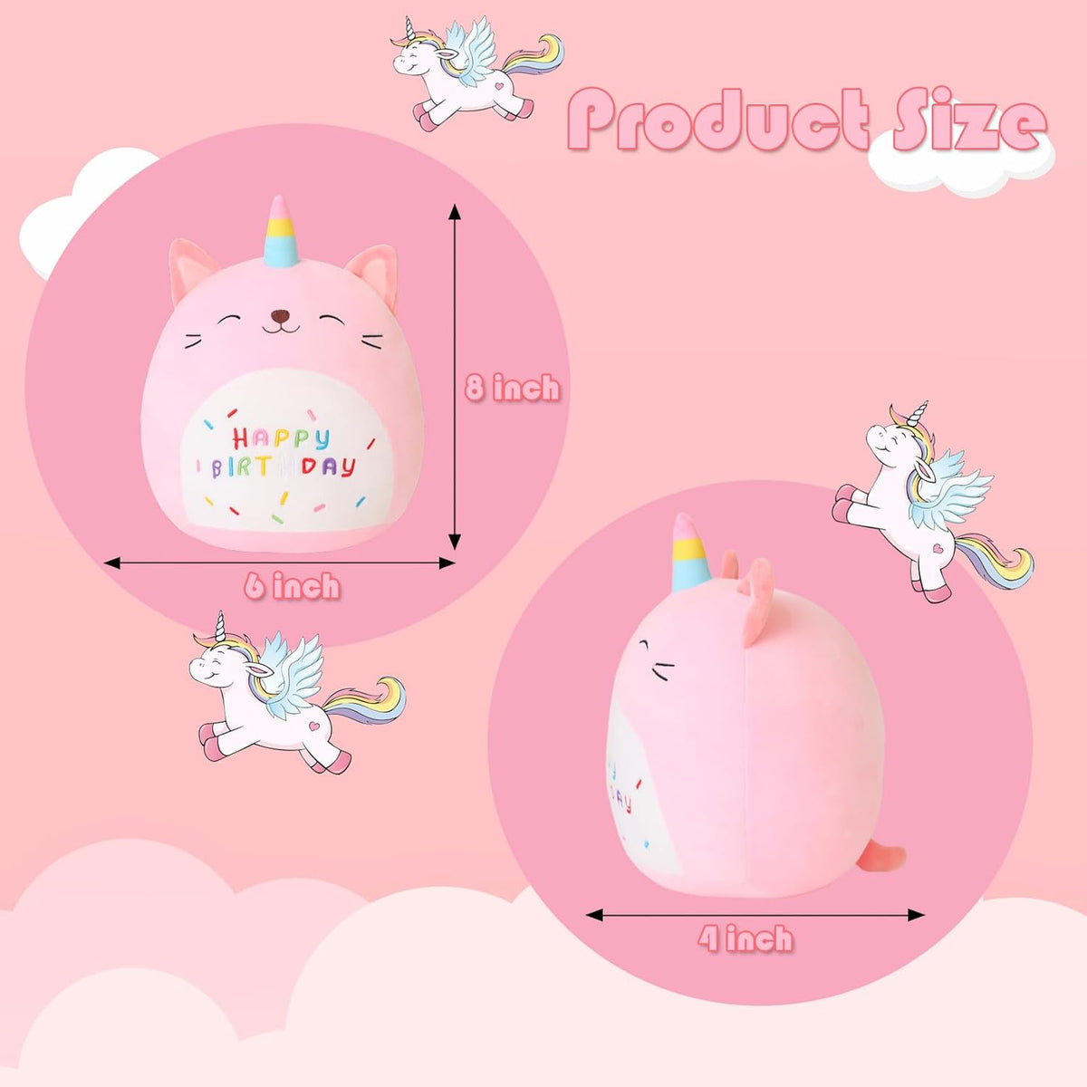 SQEQE Unicorn Cat Plush Kawaii Birthday Cat Plushies Pillow Cat - Caticorn Cat / X-Small - image 3