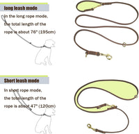 LWBMG Multi Function Leather Dog Leash 8ft Genuine Leather Leash - 8ft x 5/8inch / Brown - image 4