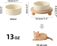 Cat Bowls Set of Two, 5.1” Ceramic Cat Food Bowls - Light Yellow / Bowl+Tray - 5.1" - image 4