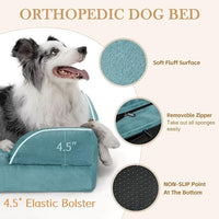 Comfort Expression Waterproof Large Dog Beds, Orthopedic Dog Beds for Large Dogs, Comfy Pet Bed Sofa with Washable Removable Cover & Non-Slip Bottom(Washed Blue)