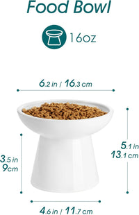 vancasso 2-Pack 6.2" Wide Elevated Cat Bowls - White / Double Food Bowl Set - image 2