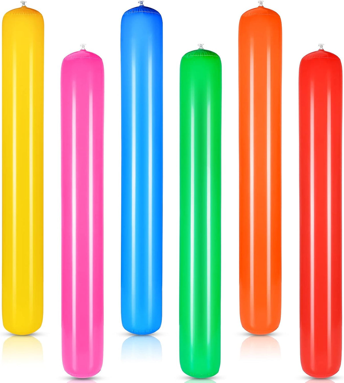 Sosation six inflatable pool noodles in red, yellow, blue, orange, green and pink