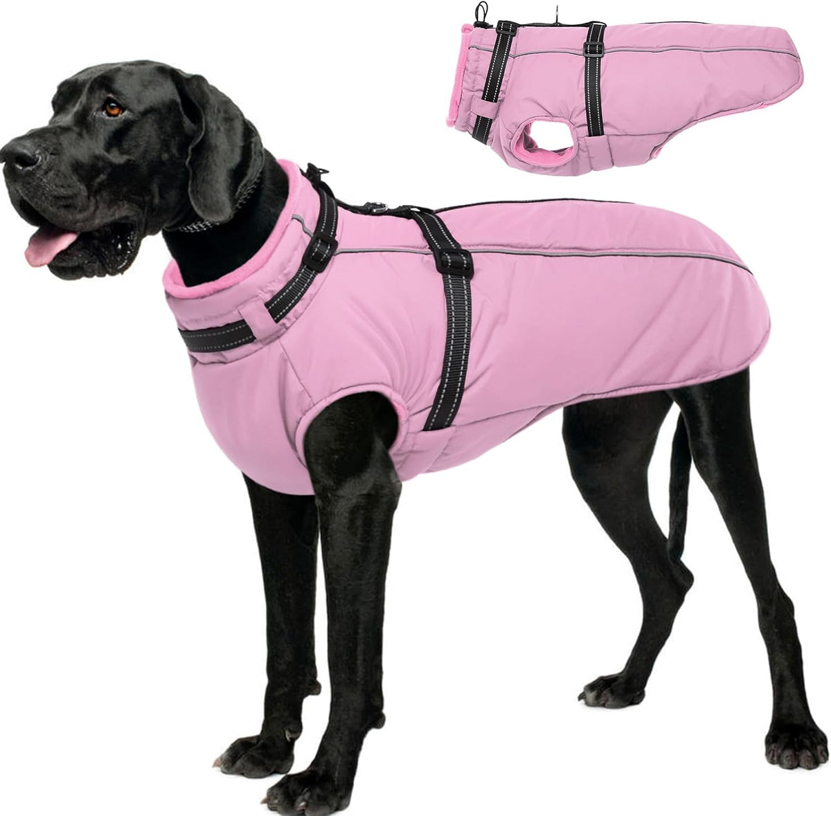Dog Coat for Large Dogs Waterproof Dog Jacket with Harness Built in – Essentials for Dogs - XXX-Large / Pink