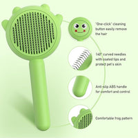 Self-Cleaning Dog & Cat Slicker Brush, Skin Friendly Deshedding Grooming Tool for Long or Short Haired Dogs Cats Rabbits, Dog Shedding Brush with Release Button - Frog
