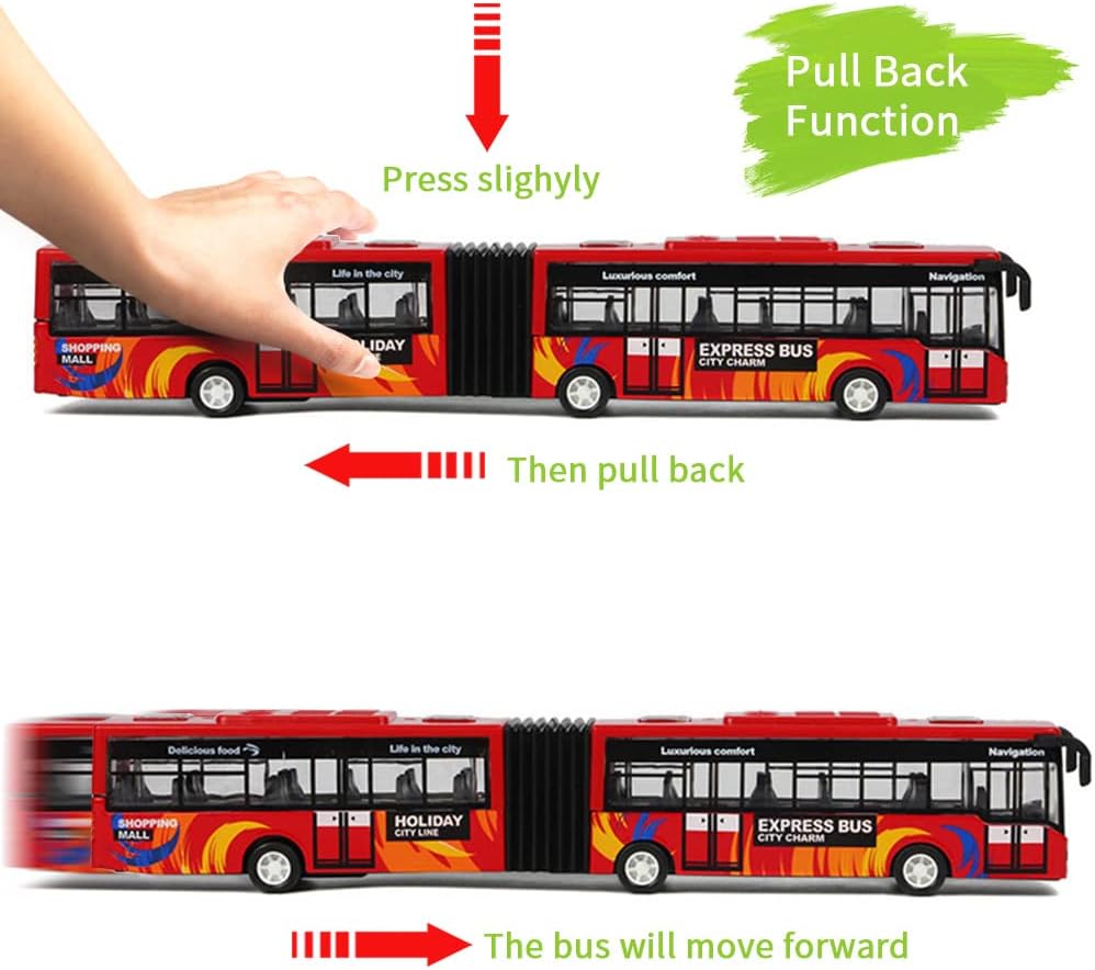 Crelloci City Bus Toy for Kids - Red - image 4