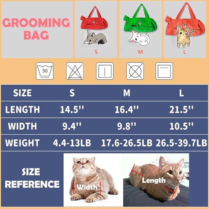 Kukaster Pet Cat’s Restraint Bag for Claw Care Nail Trimming Anti-Scratching Grooming Bag for Cats Medical Examination(Pink-s)