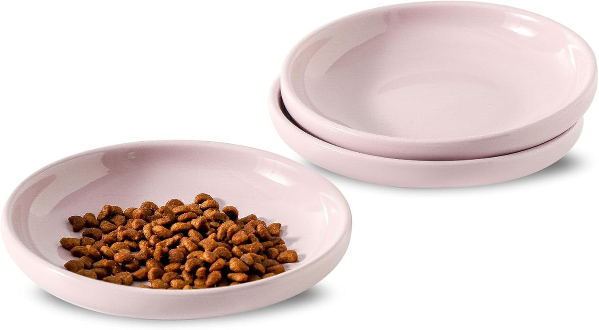 3 PCS Ceramic Cat Bowls, Small Dog Dish - Purple