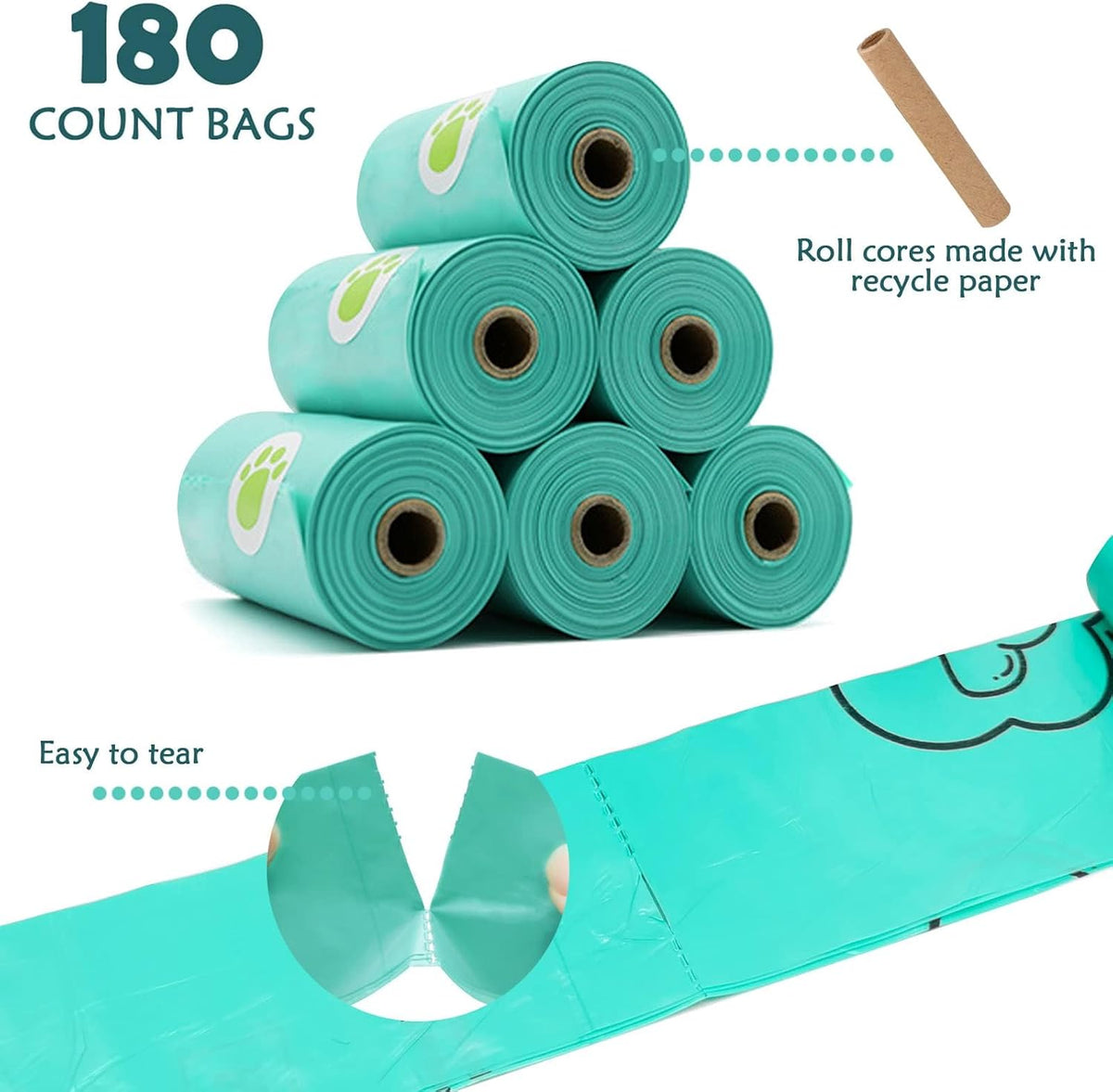 Dog Poop Bags Holder with LED Flashlight - Crystal Blue / 1 Holders 195 Bags - image 2
