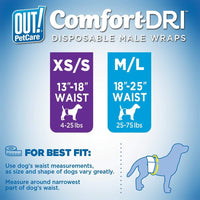 OUT! PetCare Male Dog Diapers, Disposable Belly Bands - XS/S / 12 Count (Pack of 4) - image 2