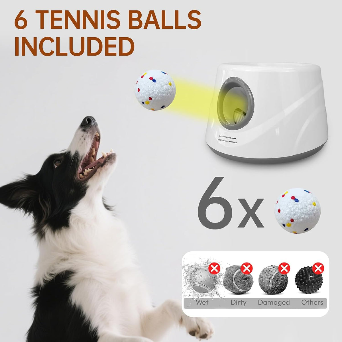 Automatic Dog Ball Launcher, 6 ETPU Balls - Grey-Standard - image 3