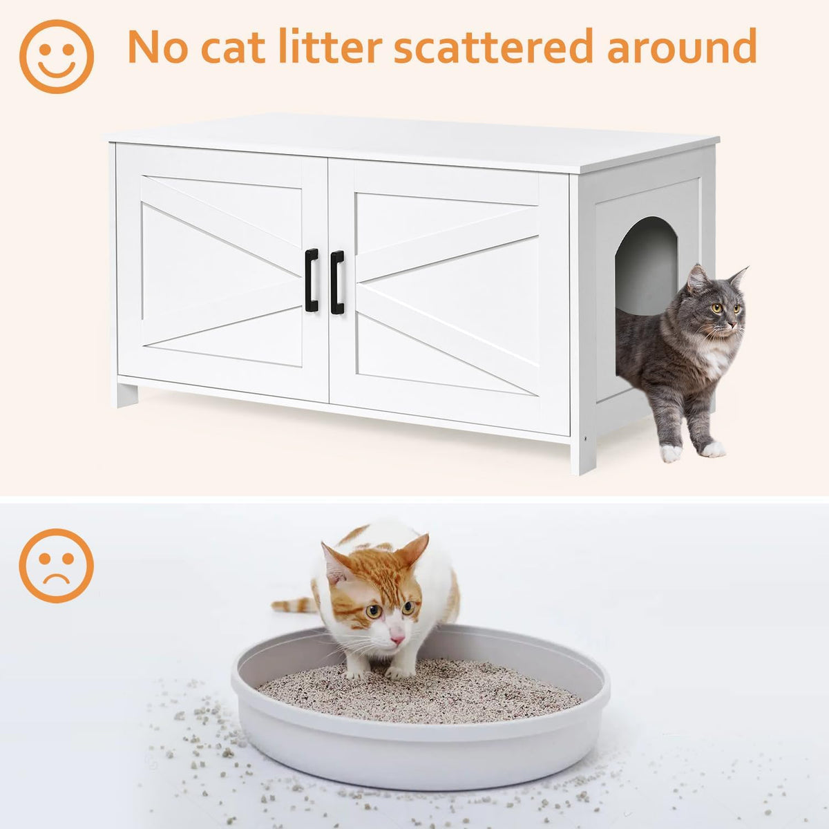31.5" L Cat Litter Box Enclosure with Barn Door - 39.4"L / White - image 3