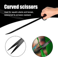 15Inch Extra Long Design Aquarium Aquascaping Tool Stainless Steel Aquascape Tools Kit 4 in 1 Anti-Rust Fish Tank Starter Kit with Long Tweezers Scissors Spatula for Aquarium Plants (Black)