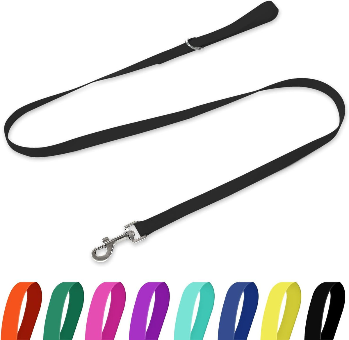 Waterproof Dog Leash, 5/6 FT Durable Odor-Proof Dog Leashes with Strong Metal Hooks Fits Small - Black / 5FT - 3/4 inch Width
