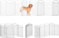 8 Panles Full Matel Freestanding Dog Gates with Door, 192"Extra Wide 36"Tall Free Standing Dog Pet Gate for Indoor & Outdoor. Foldable Pet Fences for Doorways, House, Stairs, Porch, Deck, Yard