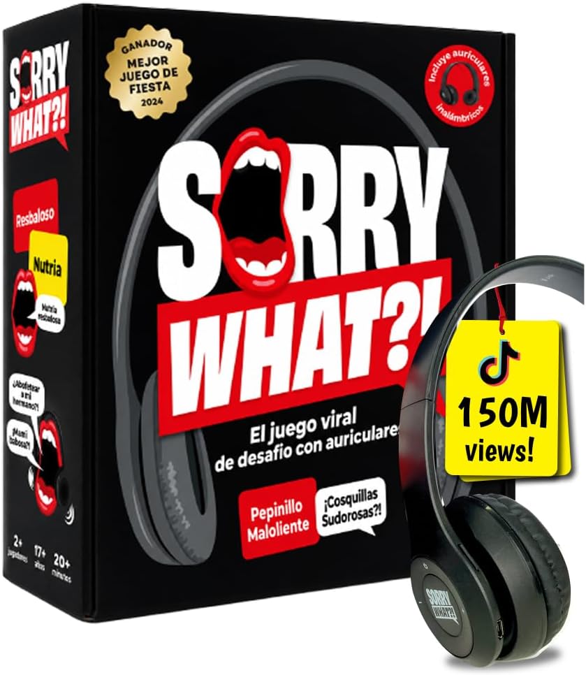 Sorry What - Award Winning Headphone Challenge Party Game for Adults 17+ – Fun for Kids & Family - Spanish Edition