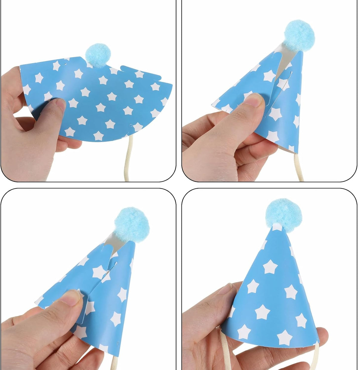 10pcs Colorful Mini Party Hats - Colorful Poms - image 4