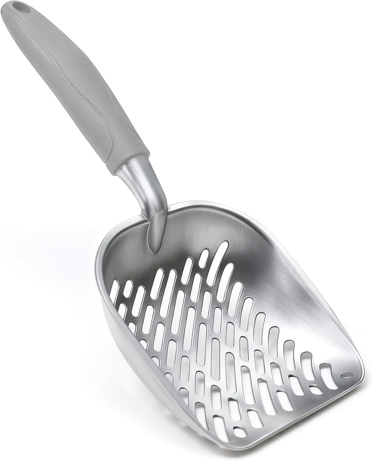 Cat Litter Scoop, Kitty Metal Scooper with Long Handle – Daily Care for Cats - Large / Gray