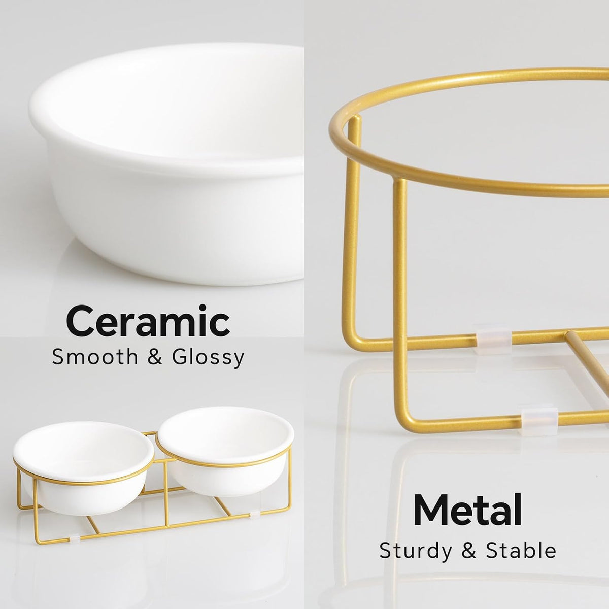 Small Glass Tilted Elevated Cat Dog Bowl Raised Cat Food Water Bowl - Small / White×2-Flat - image 3