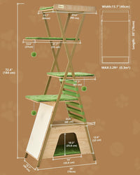 72.4" Modern Cat Tree for Indoor Cats, Multi-Level Cat Condo – Essentials for Cats - Beige - image 4