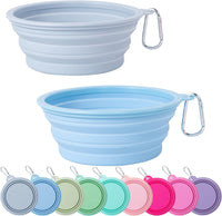 SLSON Collapsible Dog Bowl Silicone - Macaron Blue and Light Grey / Large