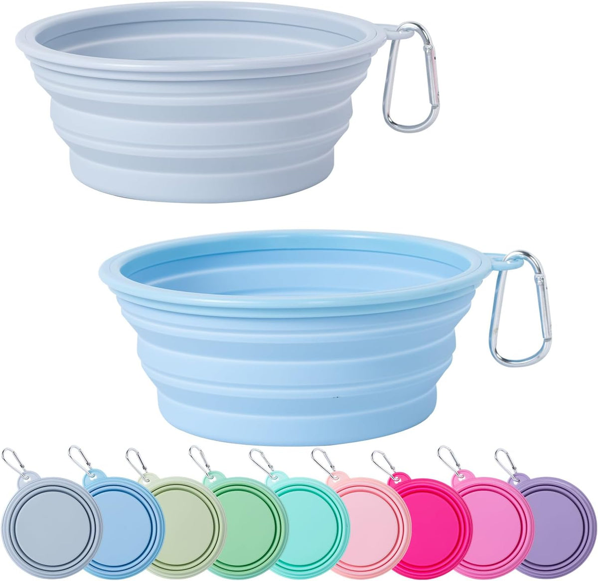 SLSON Collapsible Dog Bowl Silicone - Macaron Blue and Light Grey / Large