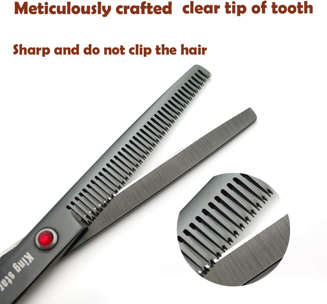 7.0in Titanium Professional dog Grooming Scissors set - Bright Black - image 3