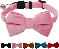 Cat Collar Breakaway with Bell and Removable Bow Tie Safety Buckle - Pink