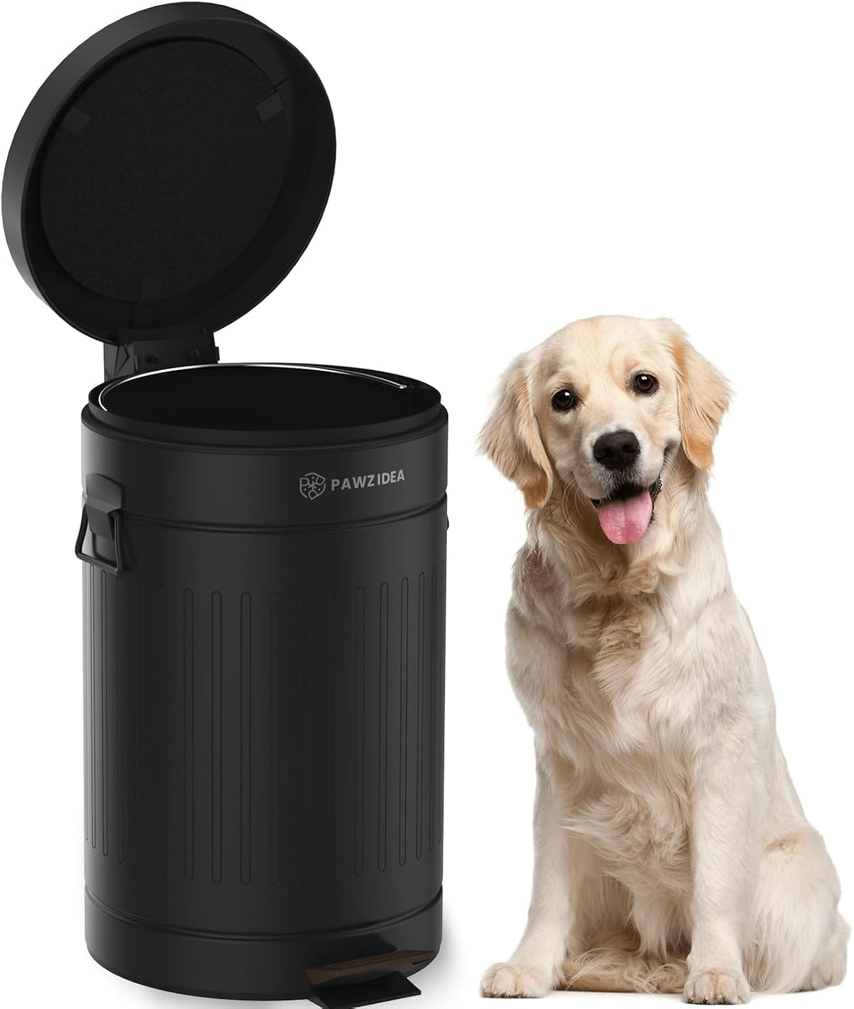 Dog Poop Trash Can Outside Odor Control, Waterproof - Matte-Onyx Black 1-Pack