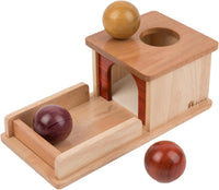 Adena Montessori Object Permanence Box with Tray Three Balls - Natural Wood