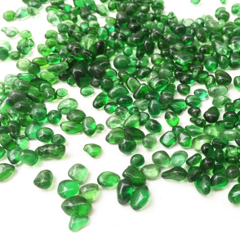 KISEER Clear Aquarium Glass Stone Bulk 1 LB Sea Glass Beads Gems - Green