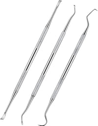 Hotop 3 Pieces Dog Dental Tooth Scaler and Scraper Stainless Double Headed Tarter Removing Tool Scraper Pet Teeth Cleaning Tools for Dog and Cat (Silver)