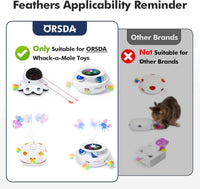 ORSDA Cat Laser Toy, 2-in-1 Interactive Automatic Motion Activated Moving 8 Holes Whack A Mole - Various Refills Feathers (6 Count) - image 2
