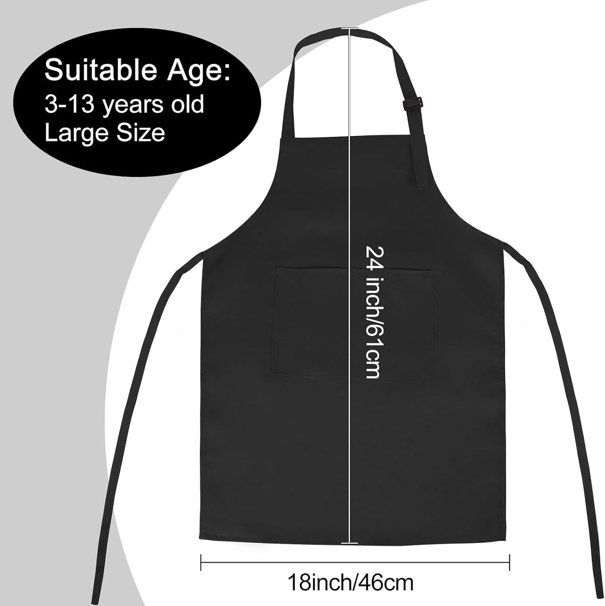 5 Pack Kids Apron Adjustable Children Apron with 2 Pockets Children - Black / 5 - image 2
