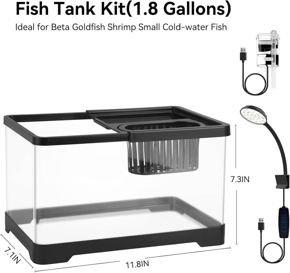 1.5 Gallon Aquarium Starter Kits - Long fish tank - image 3