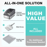 AIPERRO Stainless Steel Litter Box - Dark Grey / X-Large - image 2