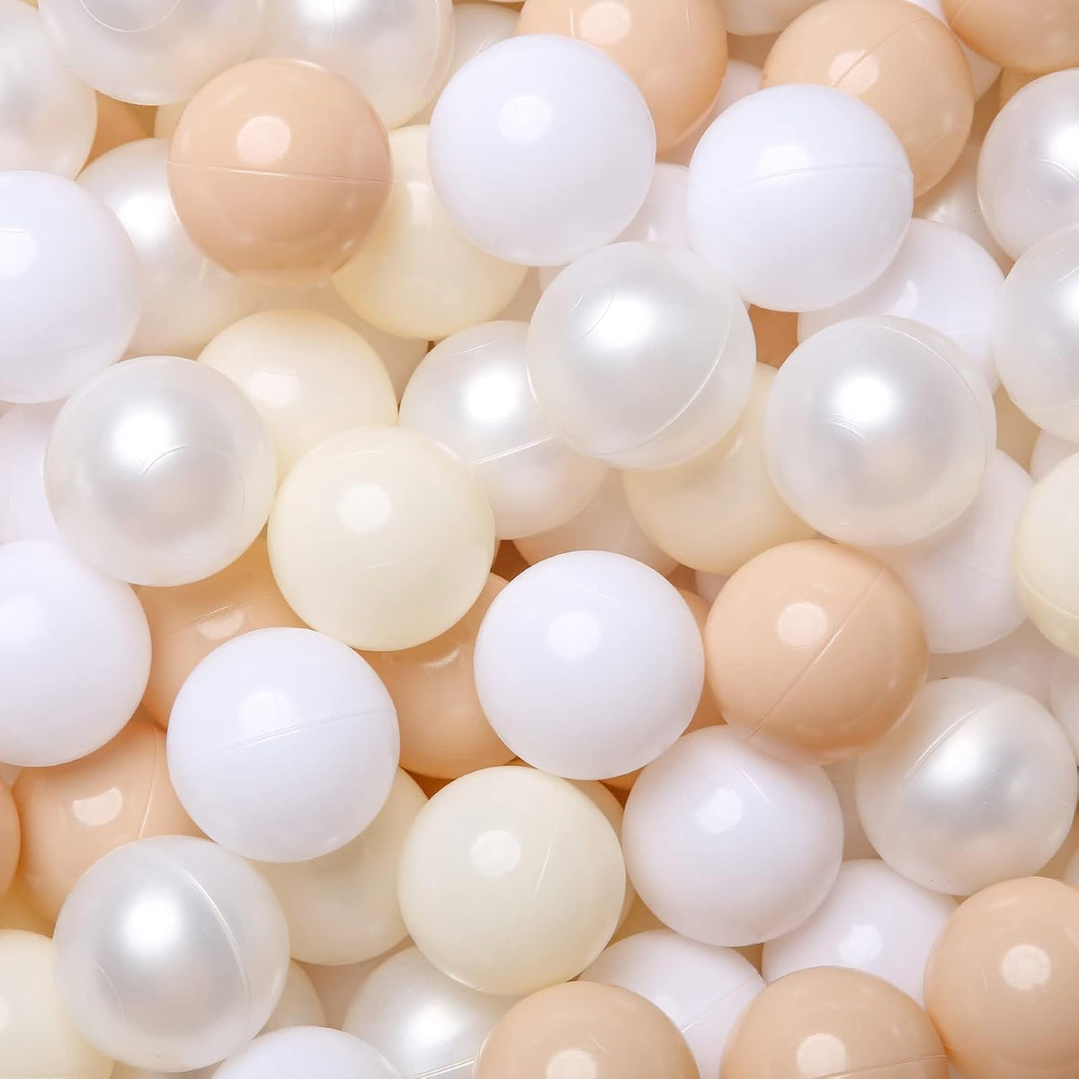 Realhaha Ball Pit Balls Baby Plastic Playpen Playball 2.15″ - Milktea Beige Pearl White White / 50 balls