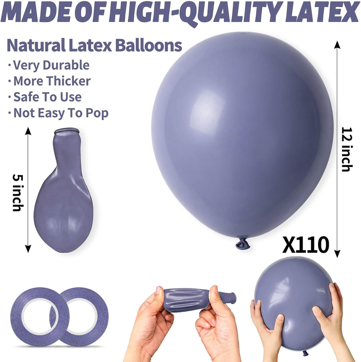 110pcs Black Balloon 12 inch - 12inch(normal) / A06-dusty Blue - image 3